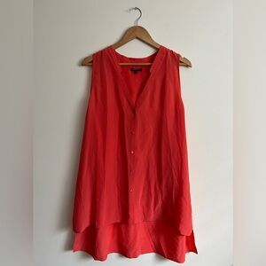 EILEEN FISHER SILK Sleeveless Button Up Blouse Top Coral